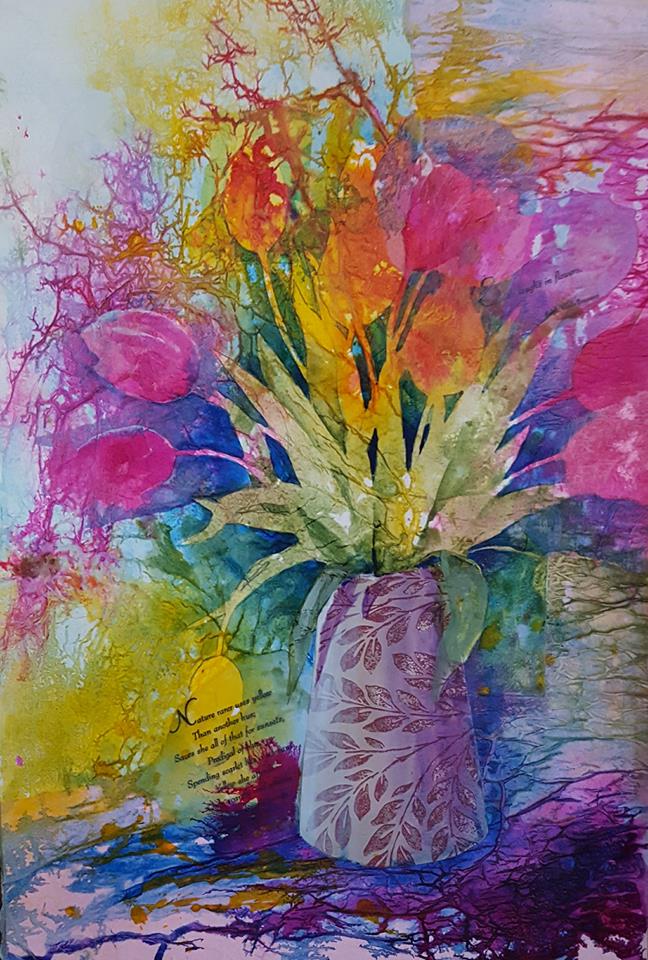Mixed Media Flower Study 3 Tulips Jantien Art